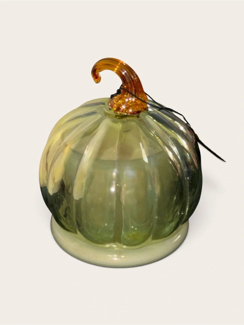 Anthropologie styled  Pumpkin Tabac scented Glass Pumpkin Cloche Candle